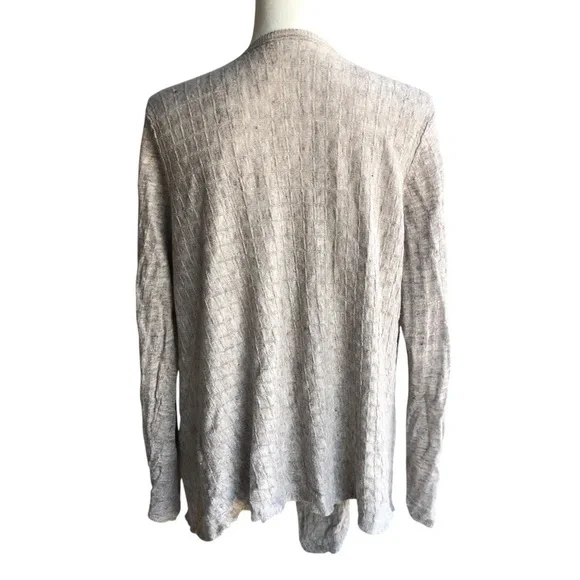 Eileen Fisher Waterfall Cardigan Linen Neutral Large - Picture 3 of 9